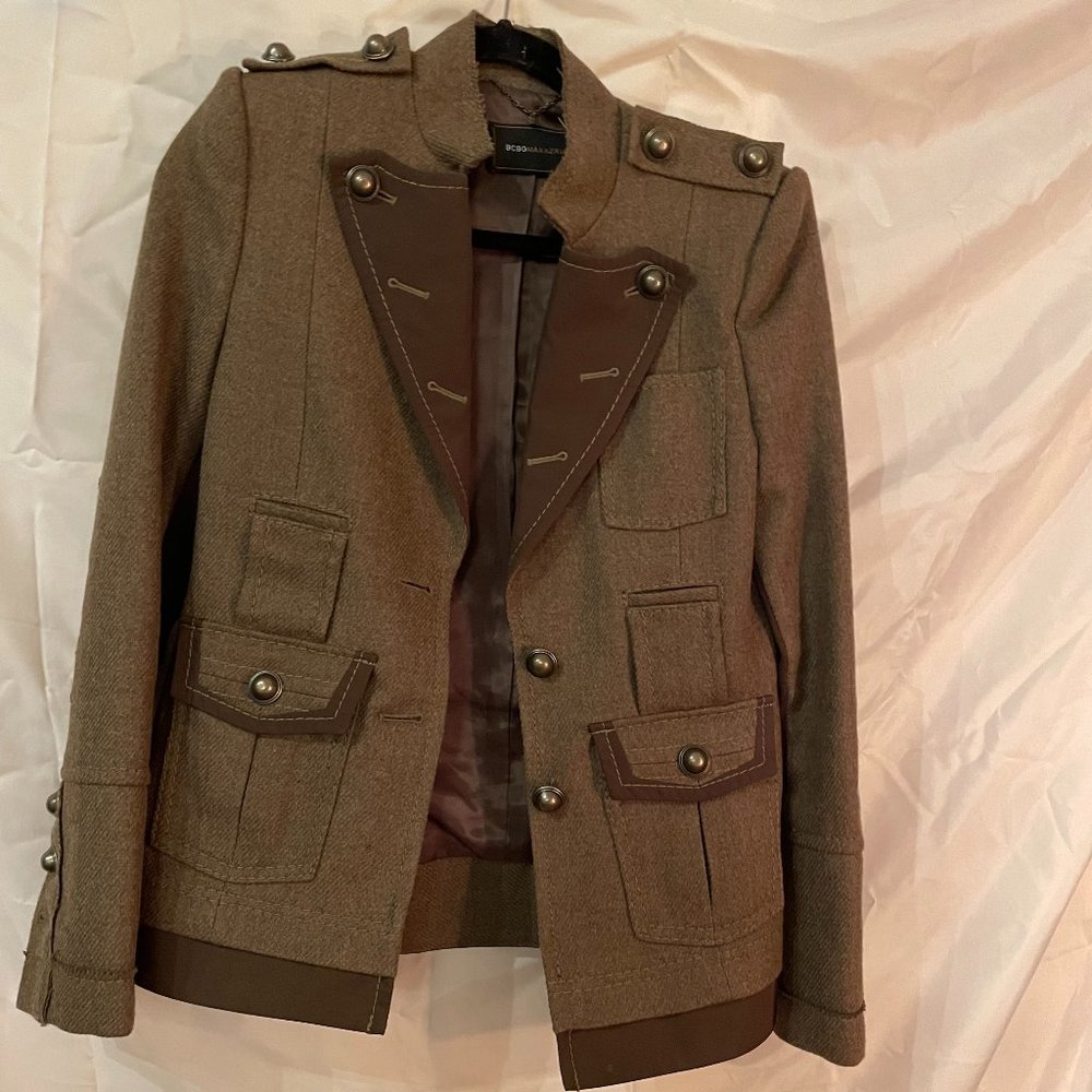 Military style forest green blazer